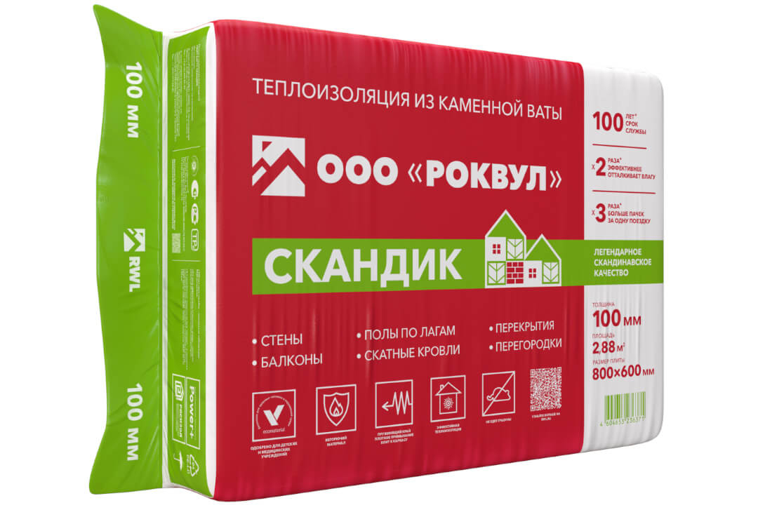Утеплитель минвата РОКВУЛ СКАНДИК 100 мм