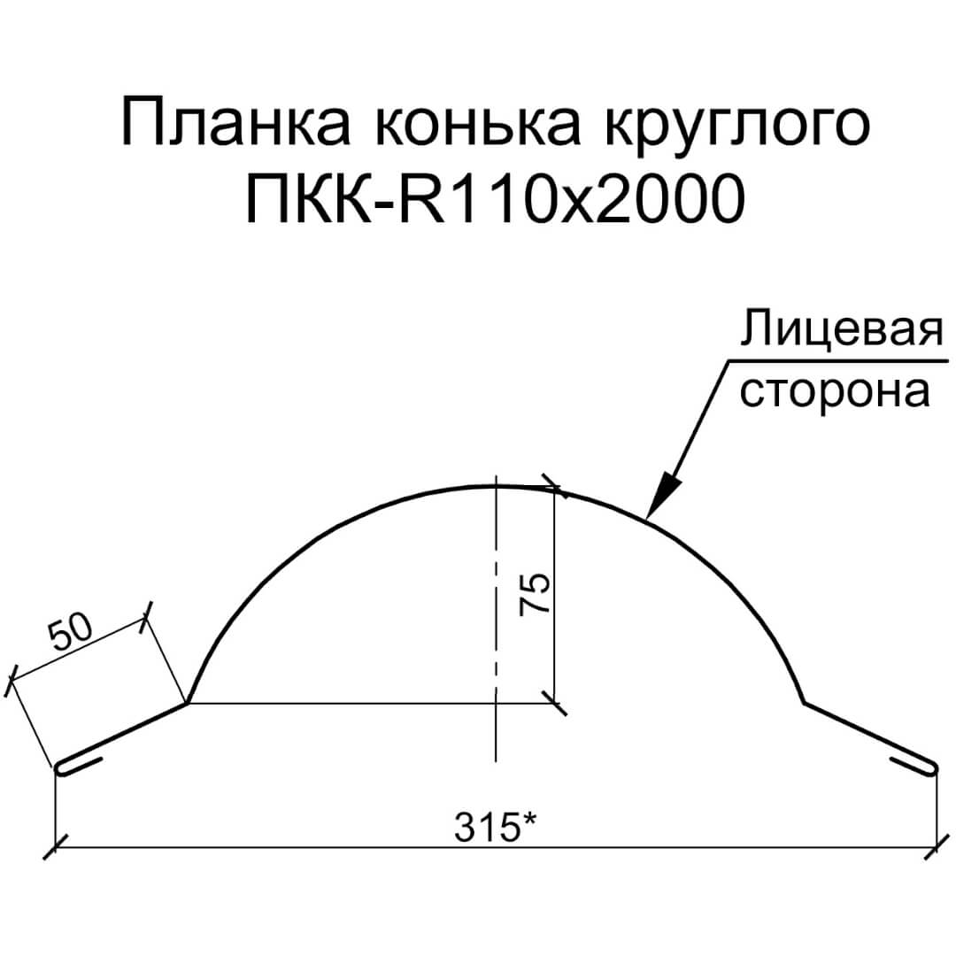 Планка конька круглого R110
