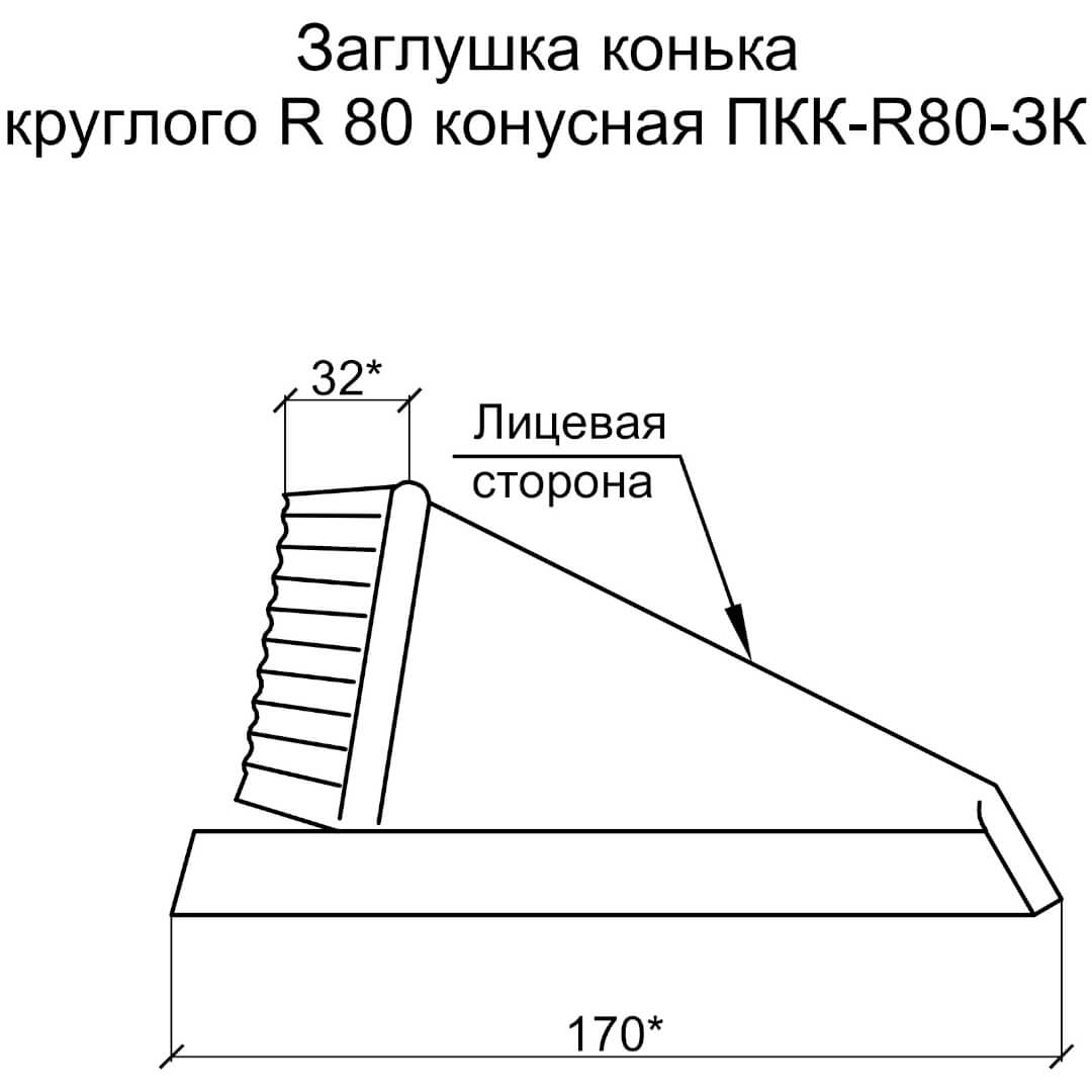 Заглушка конька круглого R80 конусная